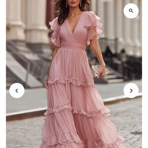 Pink Elegant Women's Romantic Pastel Maxi Dress